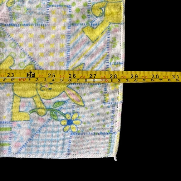 Vintage Baby Receiving Blanket Yellow Bunny Daisy Patchwork 1980s Riegel Cotton - Picture 8 of 8